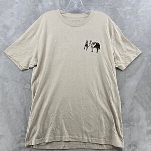 Poncho T-Shirt Mens Large Tan Cowboy Horse Graphic Short Sleeve Cotton Blend